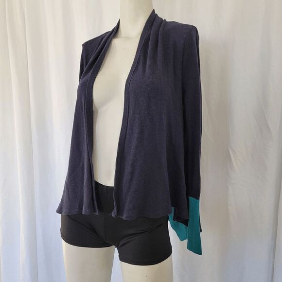 Splendid navy and teal open front cardigan size 14 - Picture 3 of 7
